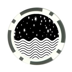 Black And White Waves And Stars Abstract Backdrop Clipart Poker Chip Card Guard by Amaryn4rt