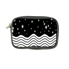 Black And White Waves And Stars Abstract Backdrop Clipart Coin Purse by Amaryn4rt