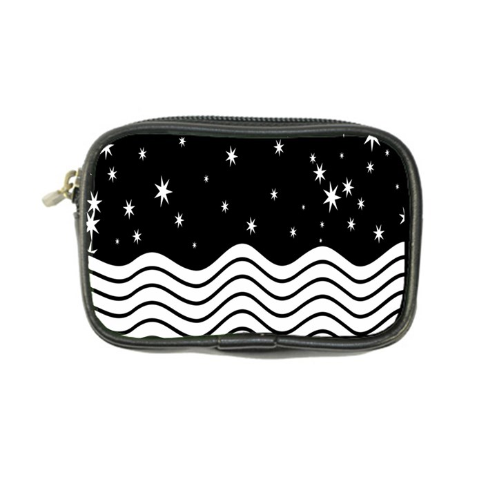 Black And White Waves And Stars Abstract Backdrop Clipart Coin Purse