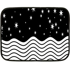 Black And White Waves And Stars Abstract Backdrop Clipart Double Sided Fleece Blanket (mini)  by Amaryn4rt