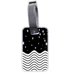 Black And White Waves And Stars Abstract Backdrop Clipart Luggage Tag (two Sides) by Amaryn4rt