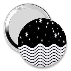 Black And White Waves And Stars Abstract Backdrop Clipart 3  Handbag Mirrors by Amaryn4rt