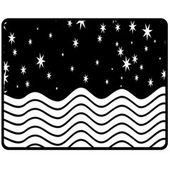 Black And White Waves And Stars Abstract Backdrop Clipart Double Sided Fleece Blanket (medium)  by Amaryn4rt