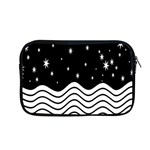 Black And White Waves And Stars Abstract Backdrop Clipart Apple MacBook Pro 13  Zipper Case Front