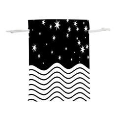 Black And White Waves And Stars Abstract Backdrop Clipart Lightweight Drawstring Pouch (m) by Amaryn4rt