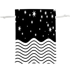 Black And White Waves And Stars Abstract Backdrop Clipart  Lightweight Drawstring Pouch (xl) by Amaryn4rt