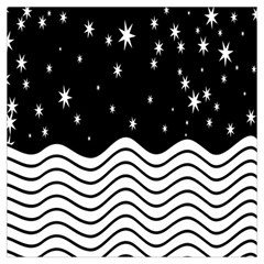 Black And White Waves And Stars Abstract Backdrop Clipart Lightweight Scarf  by Amaryn4rt