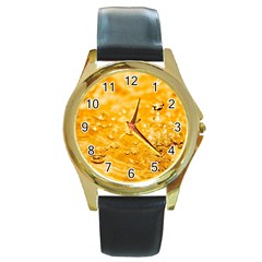 Water Round Gold Metal Watch by artworkshop