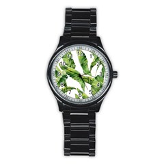 Sheets Tropical Plant Palm Summer Exotic Stainless Steel Round Watch by artworkshop