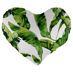 Sheets Tropical Plant Palm Summer Exotic Large 19  Premium Flano Heart Shape Cushions by artworkshop