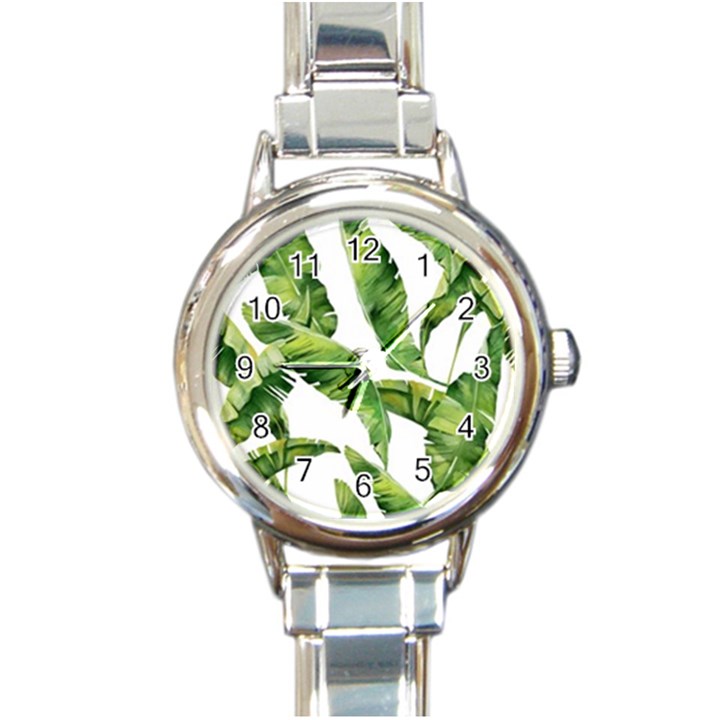 Sheets Tropical Plant Palm Summer Exotic Round Italian Charm Watch