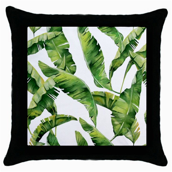 Sheets Tropical Plant Palm Summer Exotic Throw Pillow Case (Black)