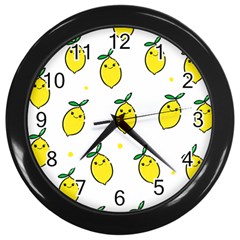 Pattern Lemon Texture Wall Clock (black) by artworkshop