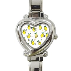 Pattern Lemon Texture Heart Italian Charm Watch by artworkshop