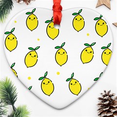 Pattern Lemon Texture Heart Ornament (two Sides) by artworkshop