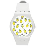 Pattern Lemon Texture Round Plastic Sport Watch (M) Front