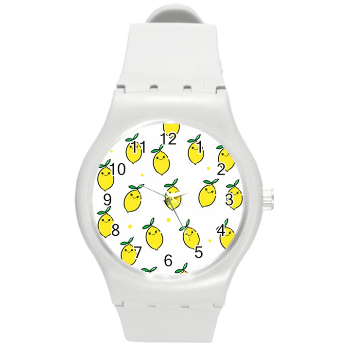 Pattern Lemon Texture Round Plastic Sport Watch (M)