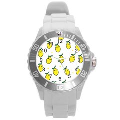 Pattern Lemon Texture Round Plastic Sport Watch (l) by artworkshop