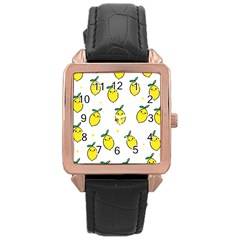 Pattern Lemon Texture Rose Gold Leather Watch  by artworkshop