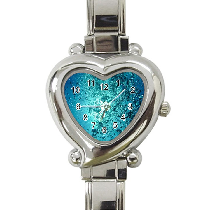 Bubbles Water Bub Heart Italian Charm Watch