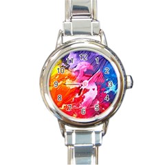 Colorful Painting Round Italian Charm Watch by artworkshop