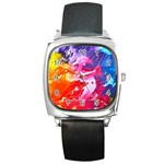 Colorful Painting Square Metal Watch Front