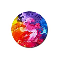 Colorful Painting Rubber Coaster (round) by artworkshop