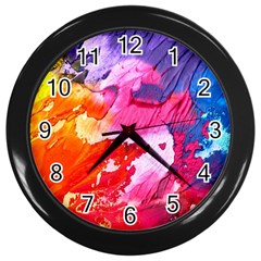 Colorful Painting Wall Clock (black) by artworkshop