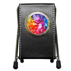 Colorful Painting Pen Holder Desk Clock by artworkshop