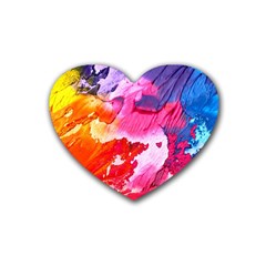 Colorful Painting Rubber Heart Coaster (4 Pack) by artworkshop