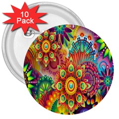 Mandalas Colorful Abstract Ornamental 3  Buttons (10 Pack)  by artworkshop