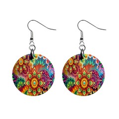 Mandalas Colorful Abstract Ornamental Mini Button Earrings by artworkshop