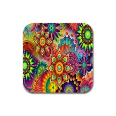 Mandalas Colorful Abstract Ornamental Rubber Square Coaster (4 Pack) by artworkshop