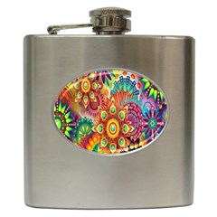 Mandalas Colorful Abstract Ornamental Hip Flask (6 Oz)