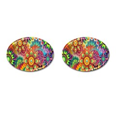 Mandalas Colorful Abstract Ornamental Cufflinks (oval) by artworkshop