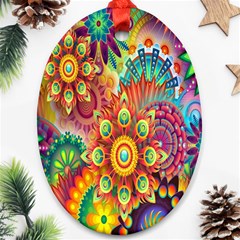 Mandalas Colorful Abstract Ornamental Oval Ornament (two Sides)