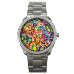 Mandalas Colorful Abstract Ornamental Sport Metal Watch by artworkshop