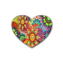 Mandalas Colorful Abstract Ornamental Rubber Heart Coaster (4 Pack) by artworkshop