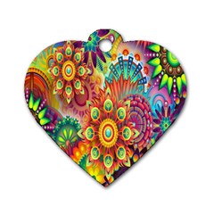 Mandalas Colorful Abstract Ornamental Dog Tag Heart (two Sides) by artworkshop