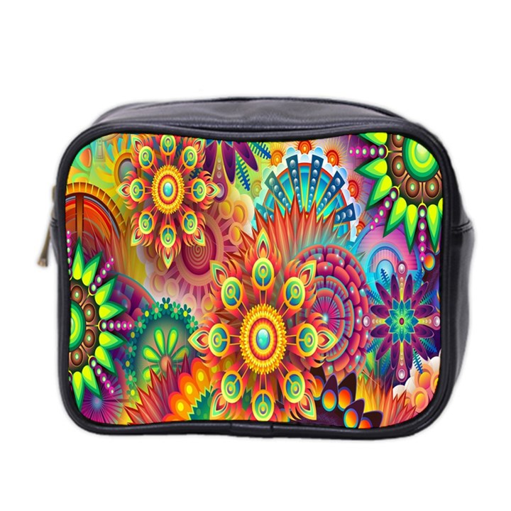 Mandalas Colorful Abstract Ornamental Mini Toiletries Bag (Two Sides)