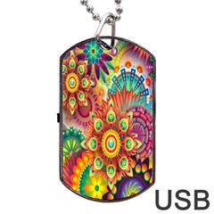 Mandalas Colorful Abstract Ornamental Dog Tag Usb Flash (one Side) by artworkshop