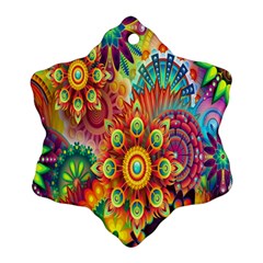 Mandalas Colorful Abstract Ornamental Snowflake Ornament (two Sides) by artworkshop