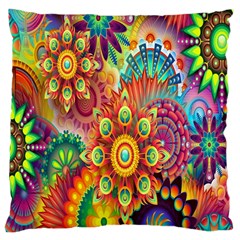 Mandalas Colorful Abstract Ornamental Large Cushion Case (two Sides) by artworkshop