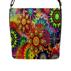 Mandalas Colorful Abstract Ornamental Flap Closure Messenger Bag (l) by artworkshop