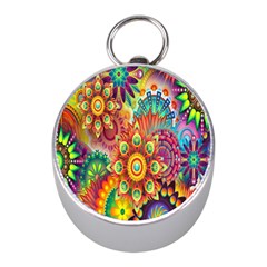 Mandalas Colorful Abstract Ornamental Mini Silver Compasses by artworkshop