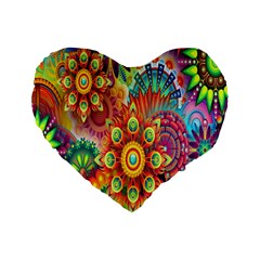 Mandalas Colorful Abstract Ornamental Standard 16  Premium Heart Shape Cushions by artworkshop