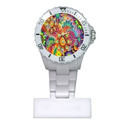 Mandalas Colorful Abstract Ornamental Plastic Nurses Watch by artworkshop