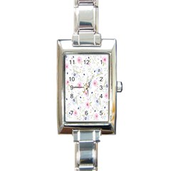 Pattern Flowers Rectangle Italian Charm Watch by artworkshop