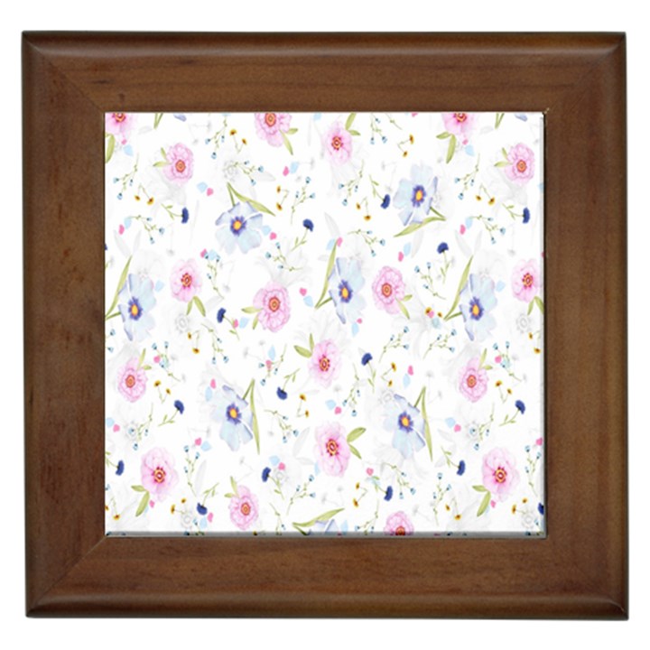 Pattern Flowers Framed Tile