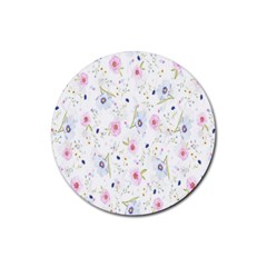 Pattern Flowers Rubber Coaster (round) by artworkshop